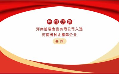 喜报—河南旭瑞食品有限公司被认定为“河南省种企雁阵企业”